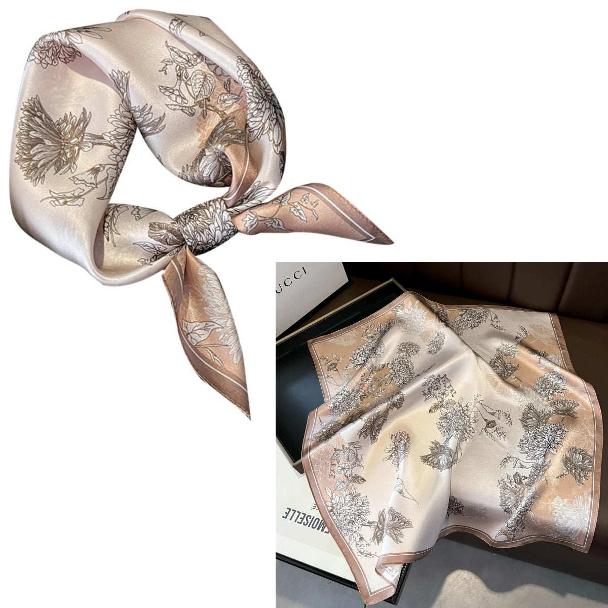 Foulard Carré Soie Mûrier 100% Floral 53cm Femme | MDN Store
