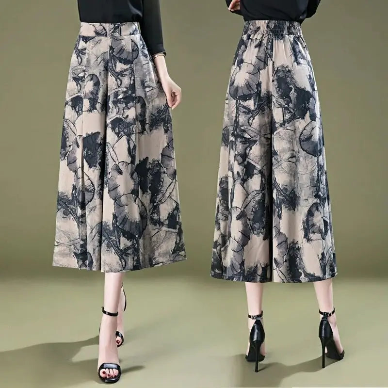 Pantalon Large Femme 7/8 Mousseline Taille Haute Léger Été | MDN Store