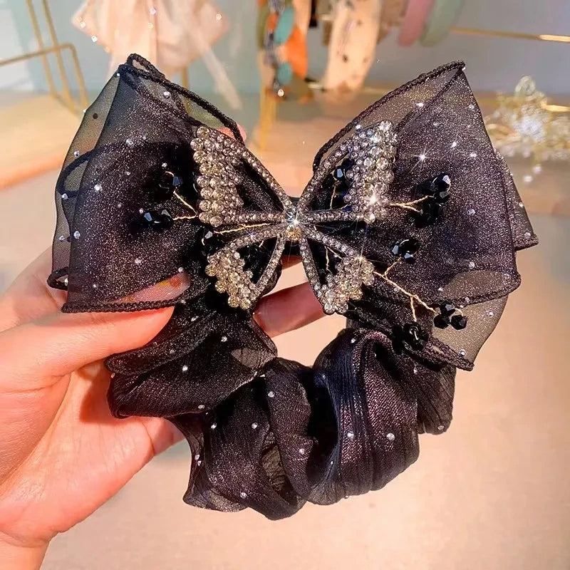 Chouchou Nœud Strass Luxe - Barrette Clip Cheveux Femme Fille Élégant | MDN Store
