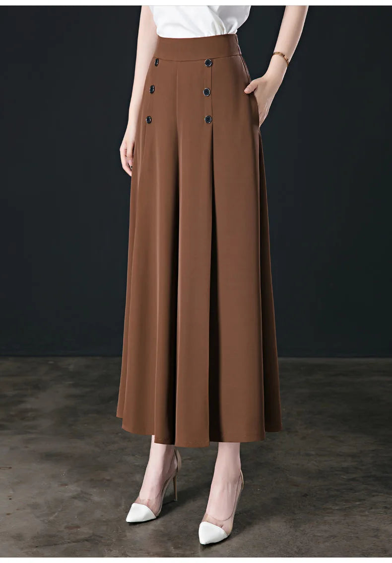 Pantalon Large Femme Vintage Café Taille Haute | MDN Store