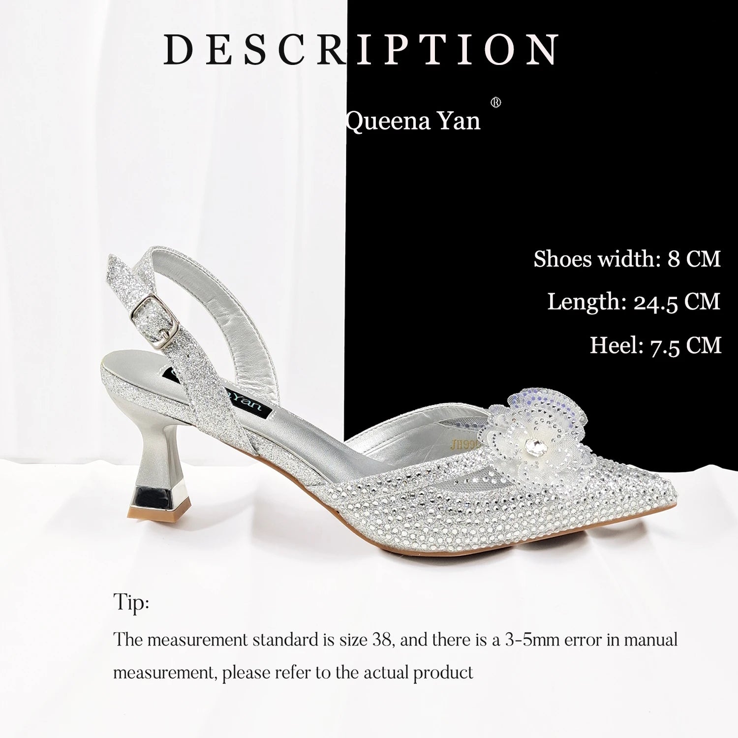 Escarpins Bout Pointu Talon Carré Femme Soirée Cristaux Élégant | MDN Store 25