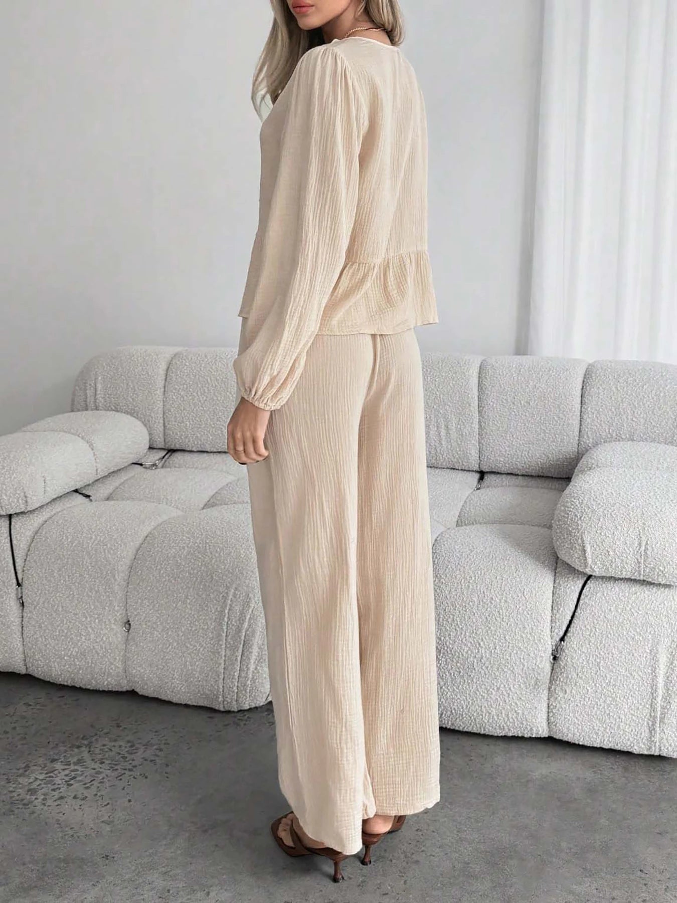 Ensemble Femme Top Nœud Bretelle Pantalon Uni | MDN