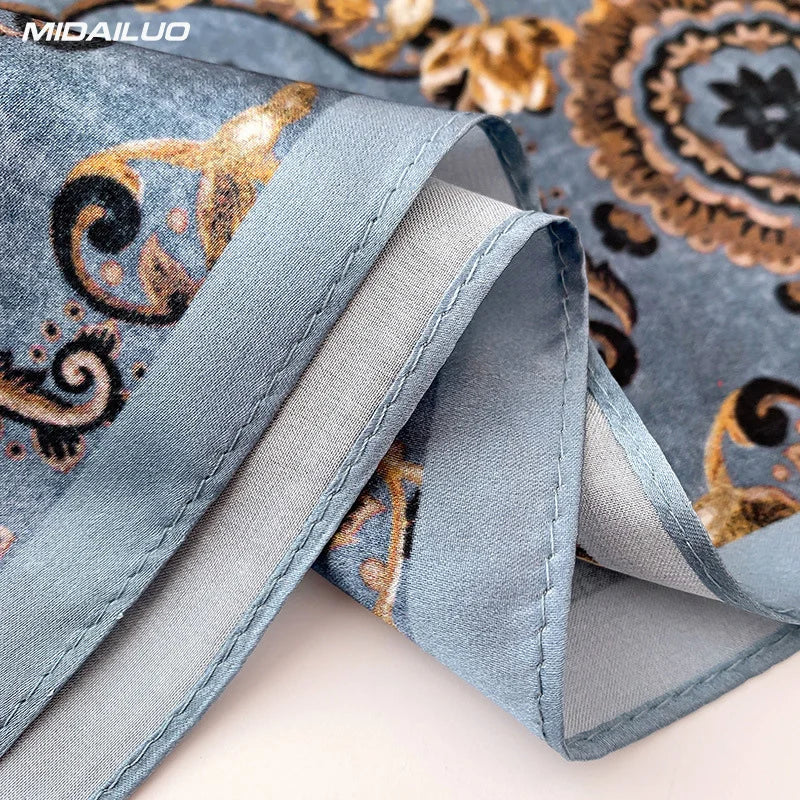 Foulard Carré Soie Mûrier 100% Bleu 53x53cm Femme | MDN Store