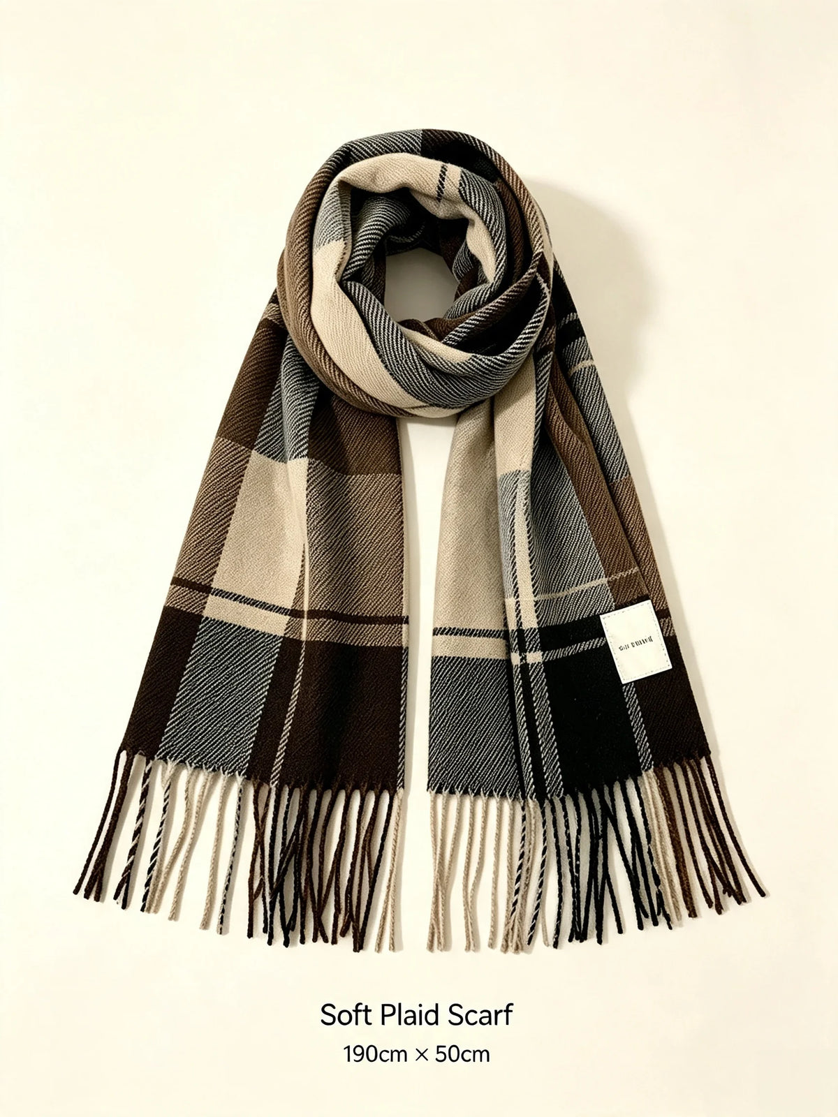 Écharpe à carreaux et franges en polyester | MDN Store 25