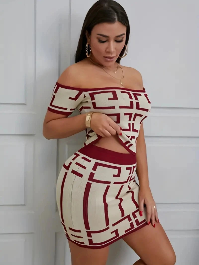 Ensemble Crop Top & Jupe Moulante Géométrique | MDN Store