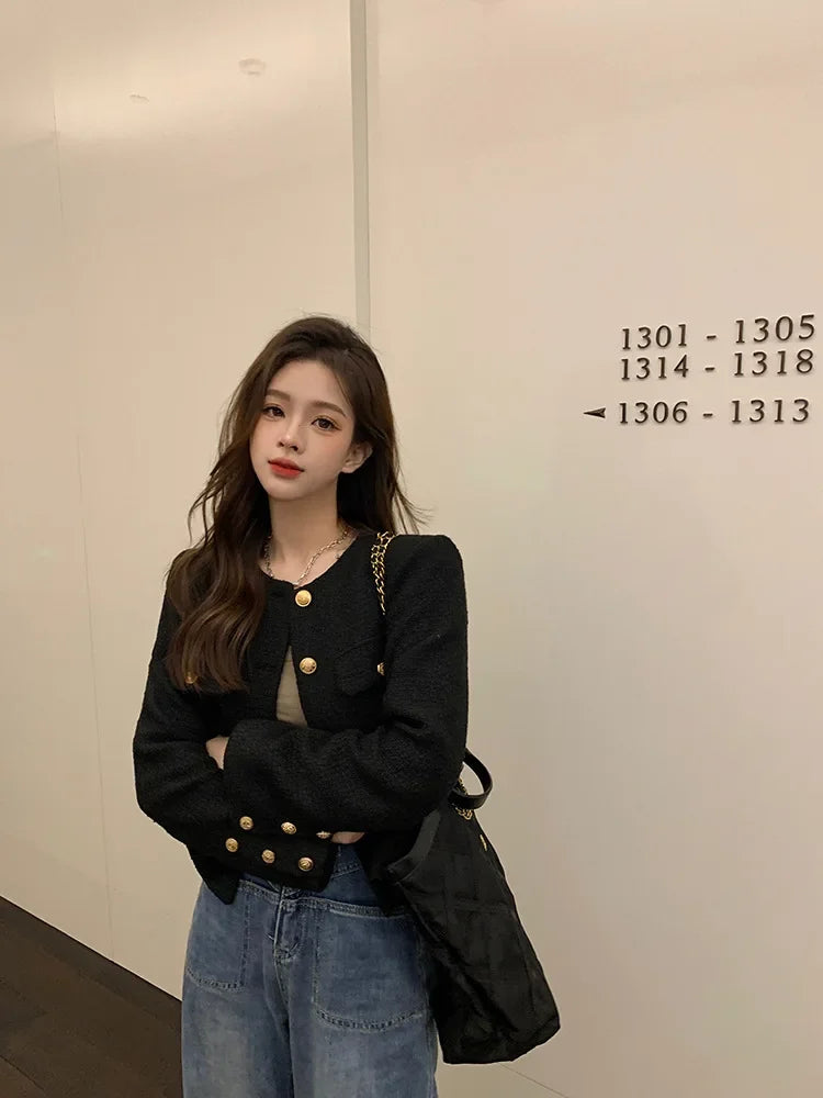 Veste Tweed Courte Élégante Femme Automne-Hiver | MDN