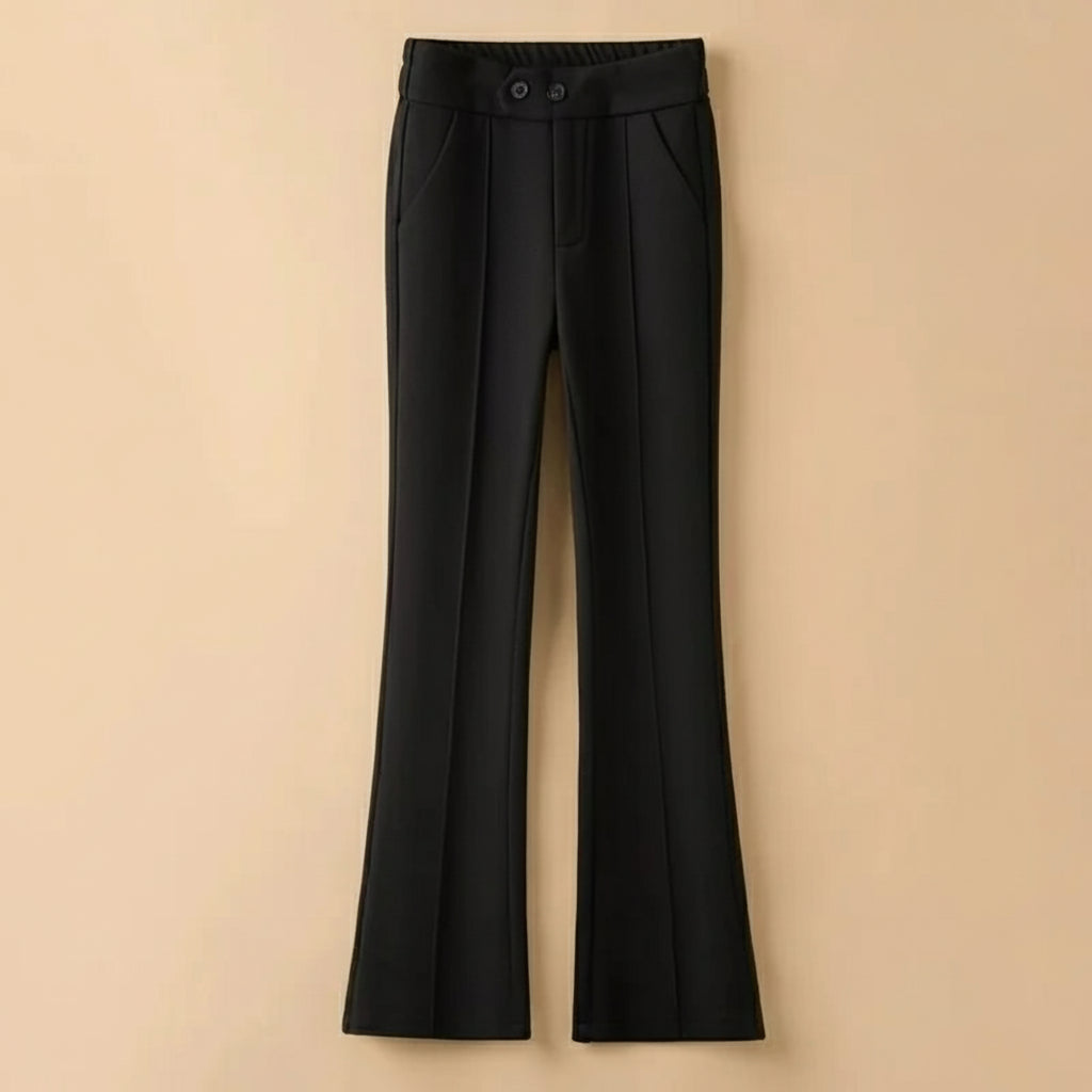Pantalon Laine Évasé Femme Gris Clair Bureau | MDN Store