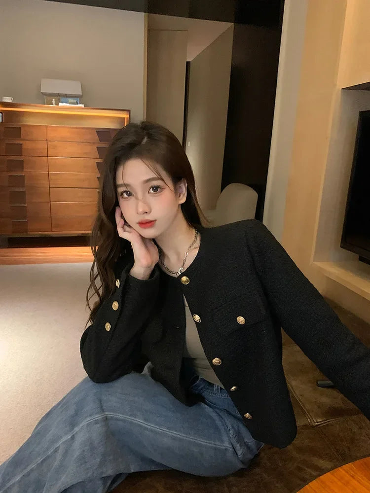 Veste Tweed Courte Élégante Femme Automne-Hiver | MDN