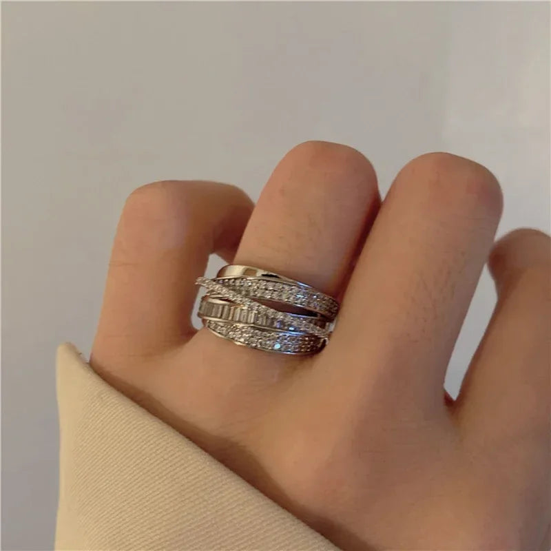 Bague Argent Zircon Ajustable Femme Mariage | MDN