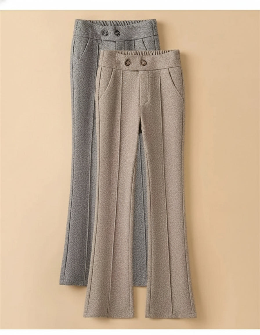 Pantalon Laine Évasé Femme Gris Clair Bureau | MDN Store