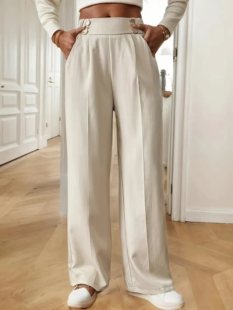 Pantalon Large Femme Fluide Minimaliste Kaki | MDN Store