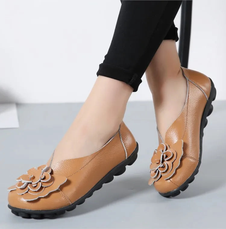 Ballerines Cuir Fleur Élégantes Grande Taille | MDN Store