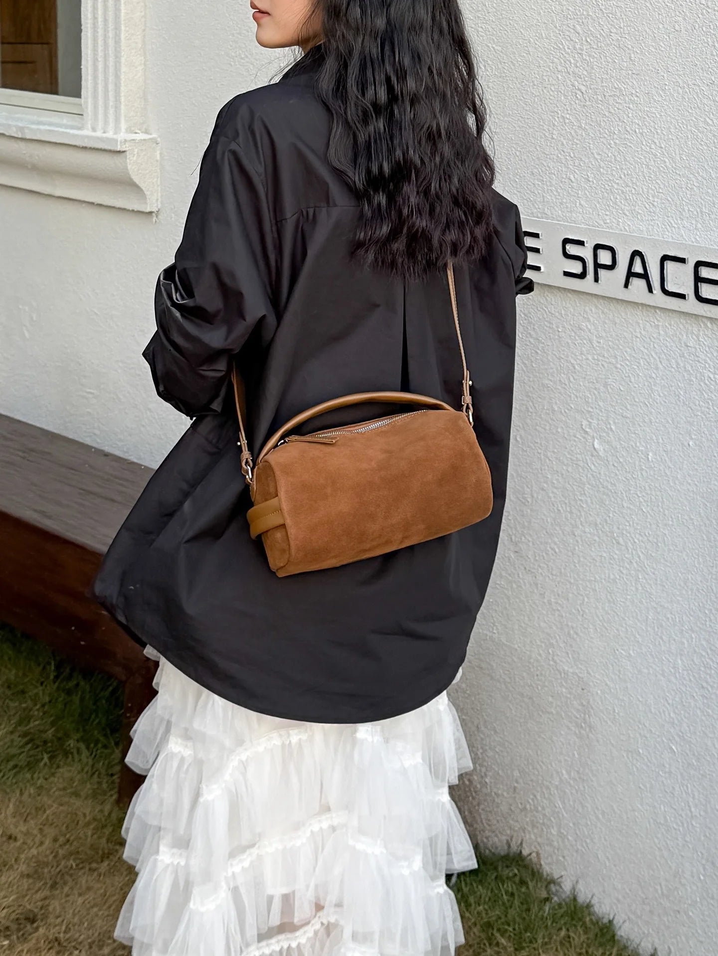 Sac Bandoulière Cylindrique Femme Cuir Véritable MDN - Luxe Designer