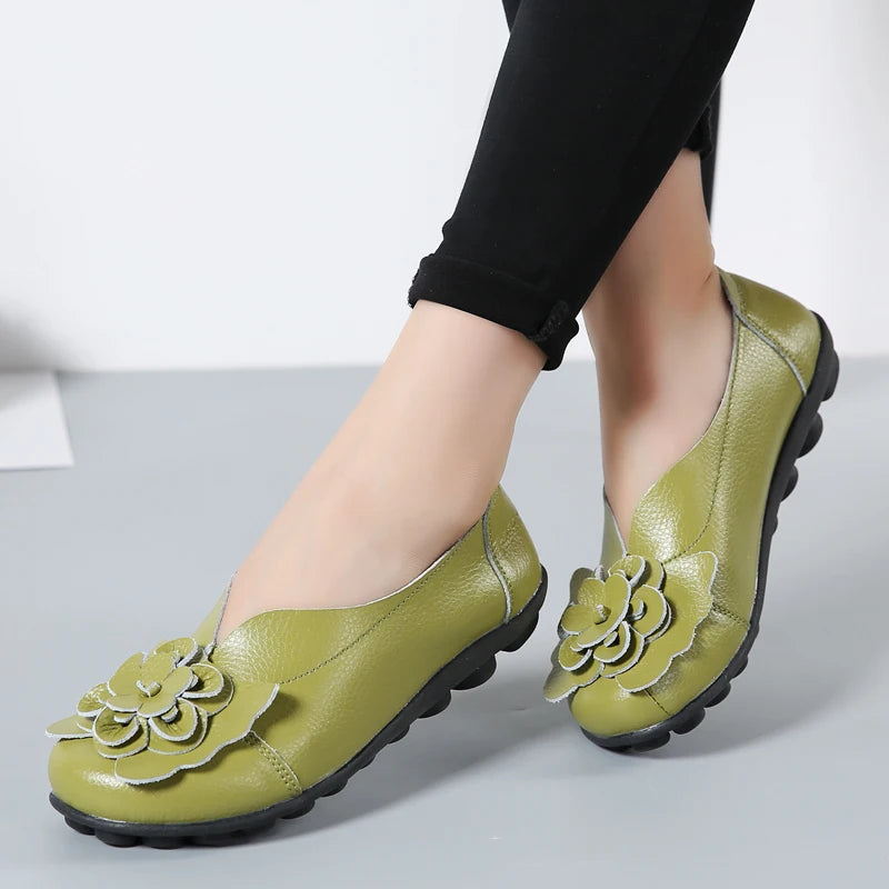 Ballerines Cuir Fleur Élégantes Grande Taille | MDN Store