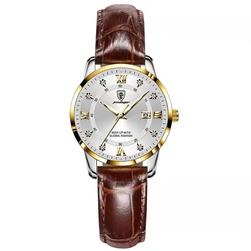 Montre Quartz Femme Luxe Acier Inoxydable Chiffres Romains Lumineuse | MDN Store 25