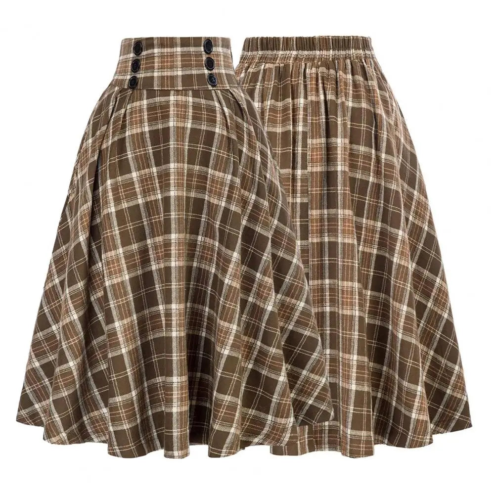Jupe Femme Carreaux Taille Haute Rétro | MDN Store