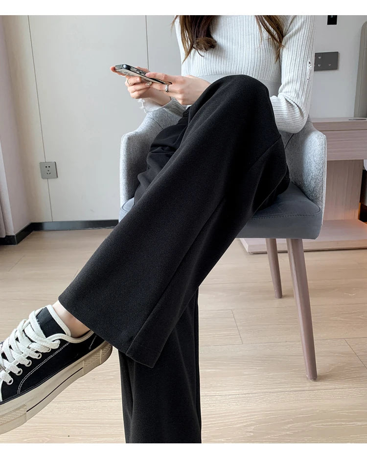 Pantalon Laine Large Femme Boutons Milk Tea | MDN Store