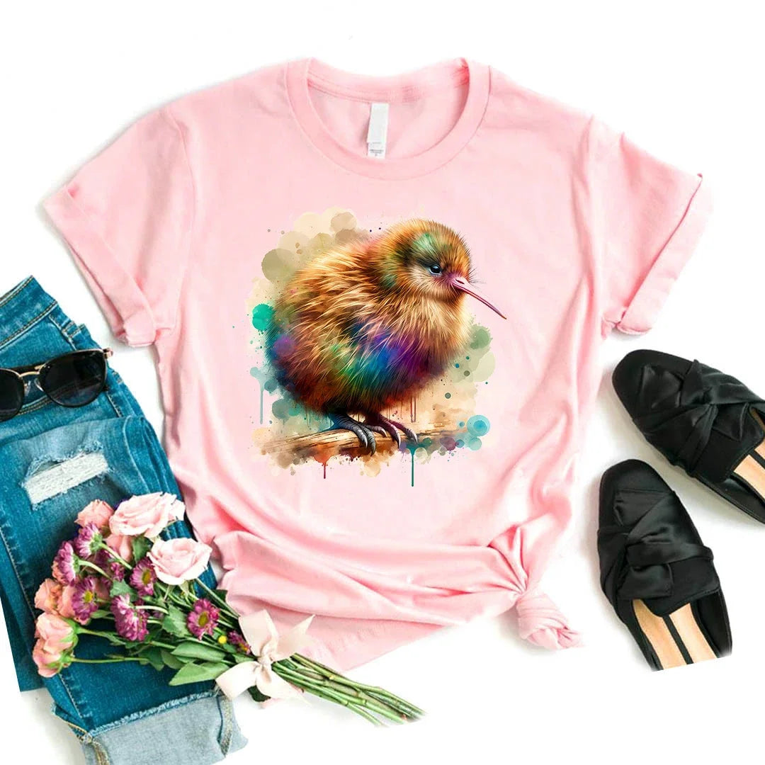 T-Chemise Kiwi Aquarelle Rose Kawaii Femme | MDN Store
