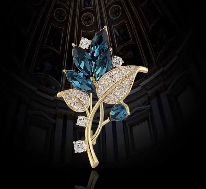 Broche Bauhinia Cristal Zircon Bleu Violet Mariage | MDN