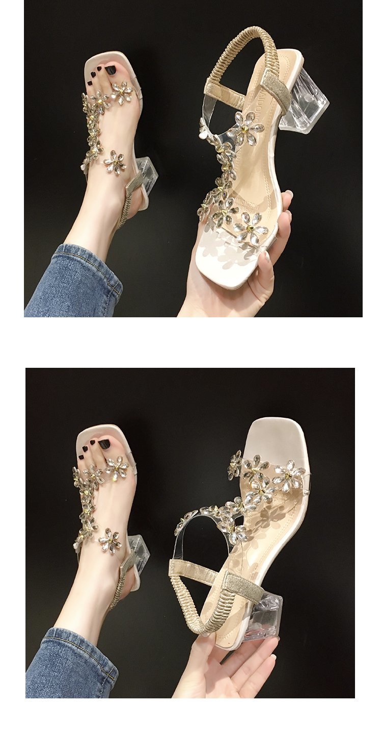 Sandales d'été en PVC Décoration Florale Talon Epais | MDN Store 25