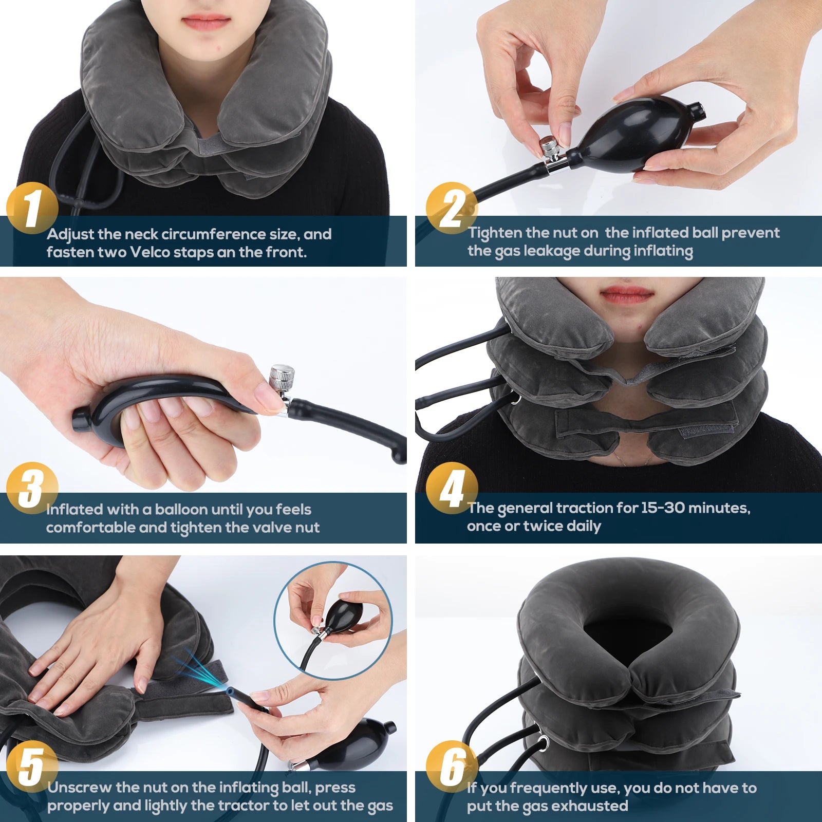 Coussin Cervical Gonflable Traction Nuque 3 Couches | MDN Store