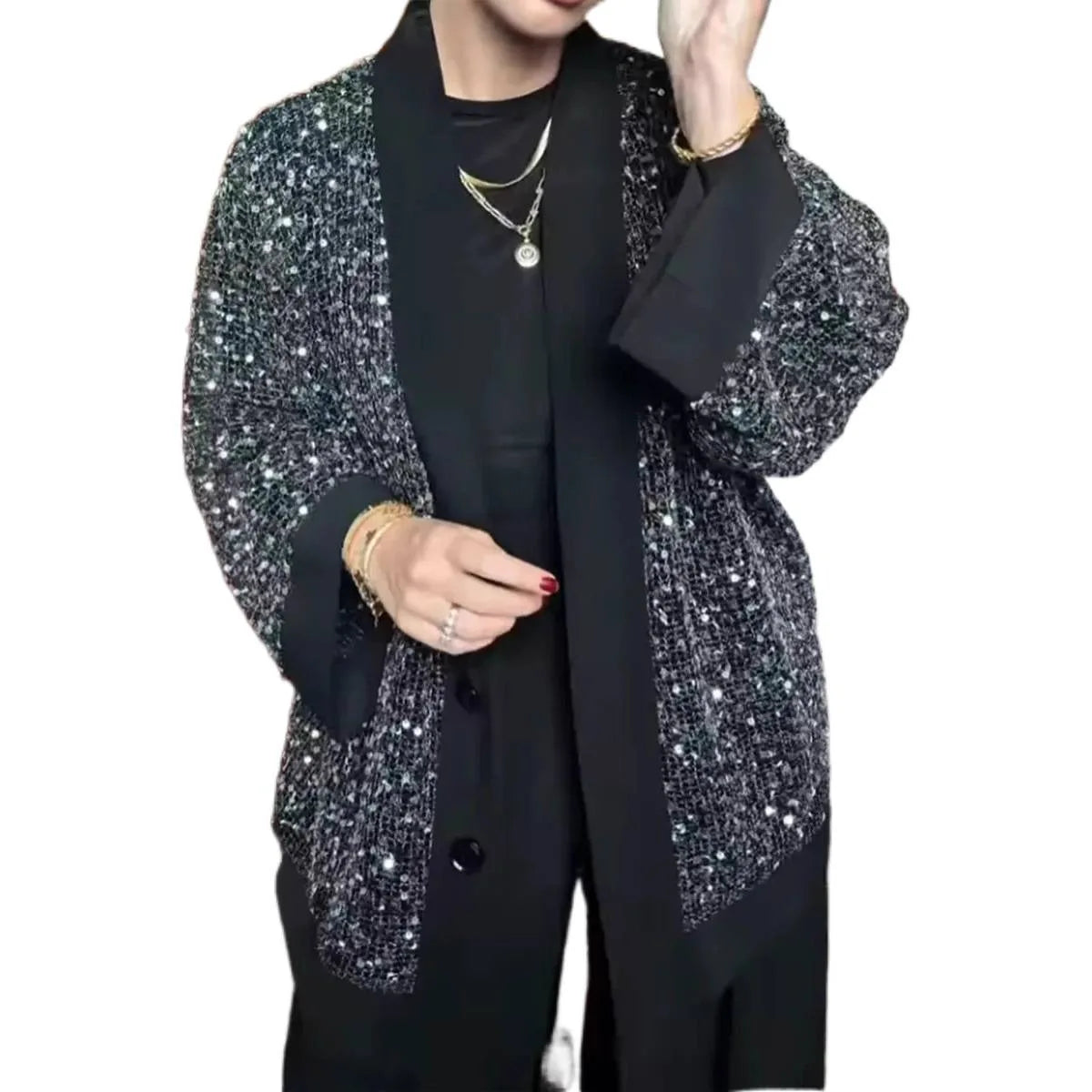 Ensemble 3 Pièces Kimono Sequins Blanc | MDN Store