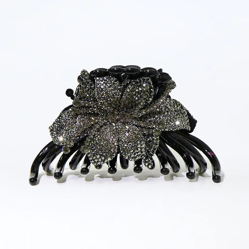 Pince Cheveux Double Fleur Strass Luxe - Barrette Crabe Élégante | MDN Store