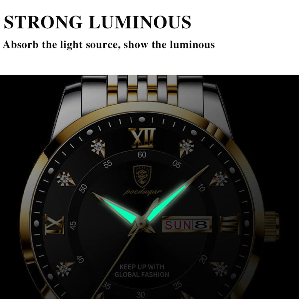 Montre Quartz Femme Luxe Acier Inoxydable Chiffres Romains Lumineuse | MDN Store 25