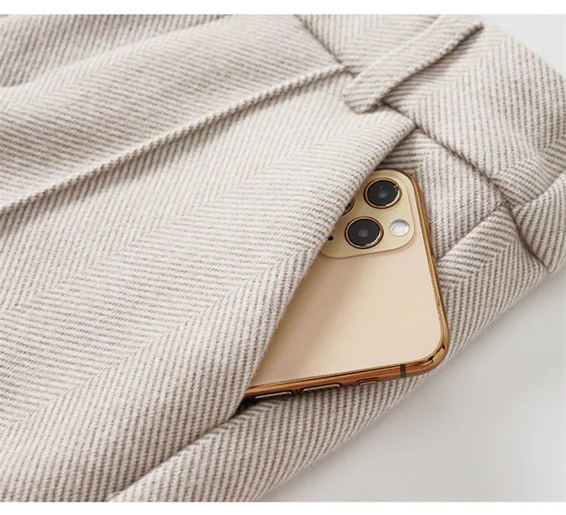 Pantalon Femme Laine Taille Haute Velours Hiver Chaud - MDN