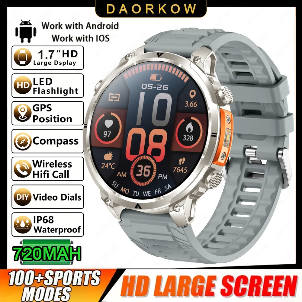 Montre GPS Militaire 1.7" 720mAh Lampe LED IP68 | MDN