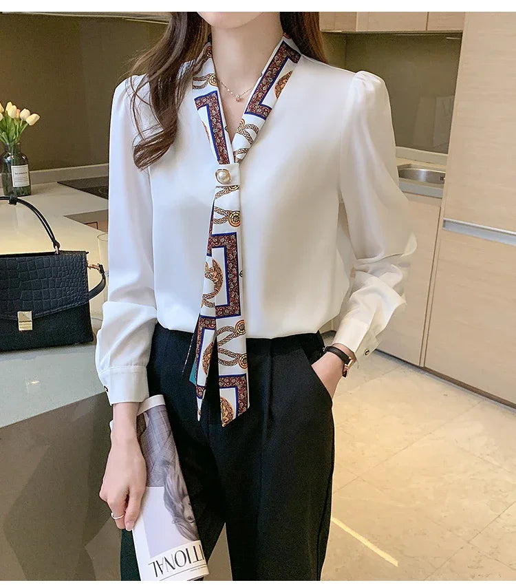 Chemise Mousseline Noeud Femme Col V | MDN Store