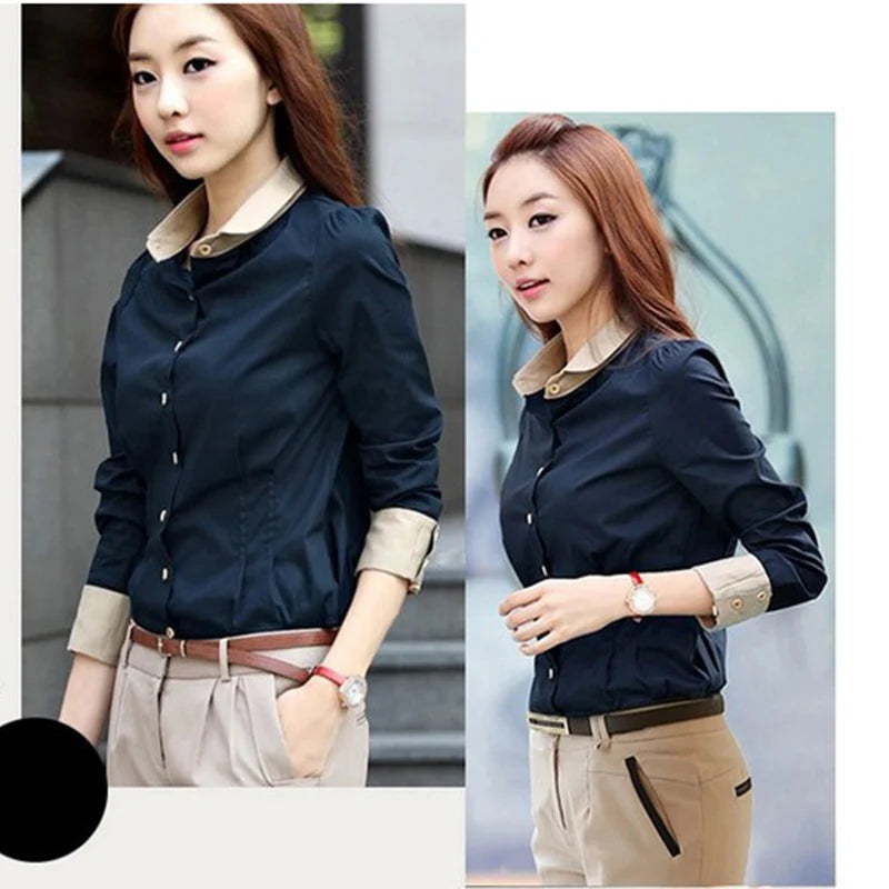 Chemise Femme Bicolore Col Rabattu | MDN