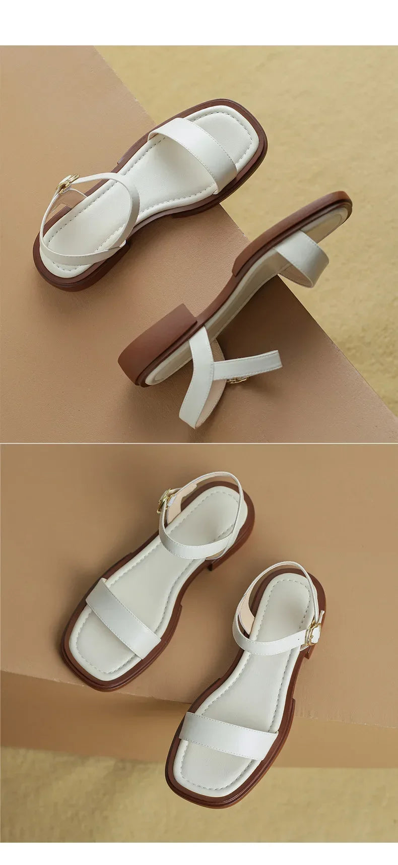 Sandales Cuir Talons Bas Confort Femme | MDN