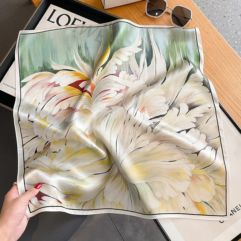 Foulard Carré Soie Mûrier 100% Floral 53cm Femme | MDN Store
