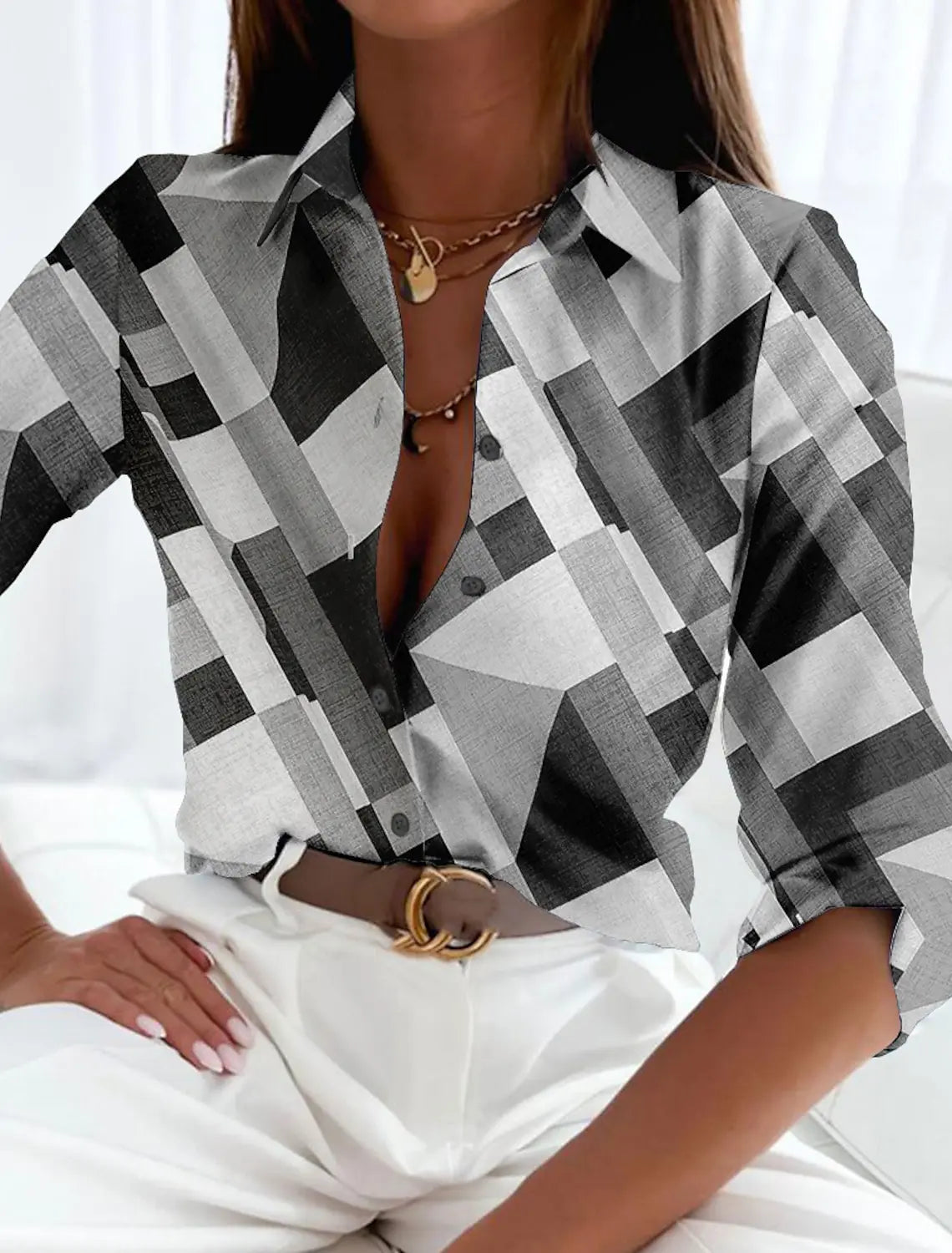 Blouse Femme Vintage Motif Géométrique | MDN Store