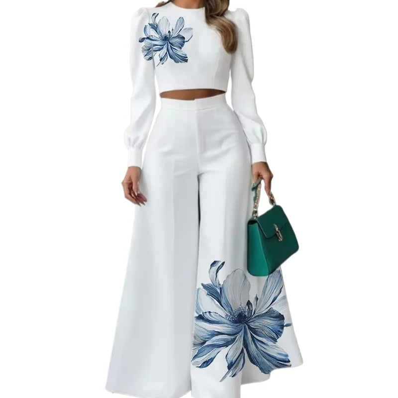 Ensemble Floral Top Manches Bouffantes Blanc | MDN Store