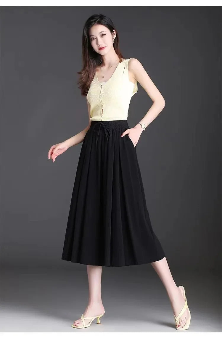 Jupe-Culotte Large Soie Glacée Femme | MDN Store