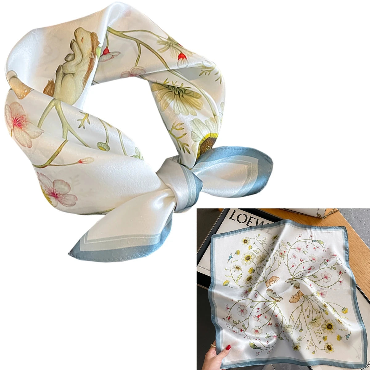Foulard Carré Soie Mûrier 100% Floral 53cm Femme | MDN Store