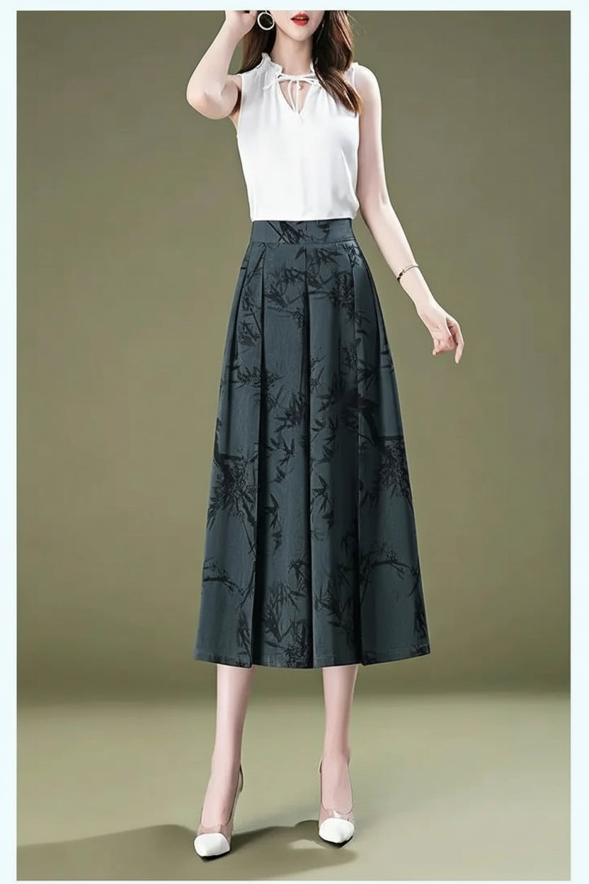 Pantalon Large Femme 7/8 Mousseline Taille Haute Léger Été | MDN Store