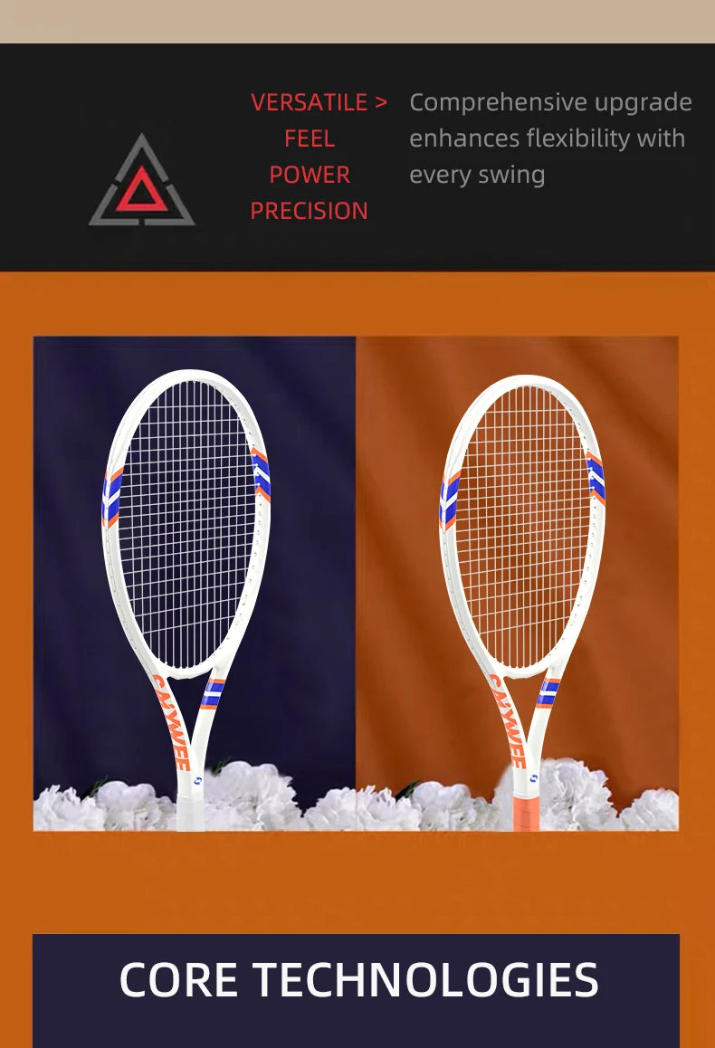 Raquette de Tennis Fibre de Carbone POWER2.0 — Étiquette Tactile 3D, Professionnelle | MDN Store 25