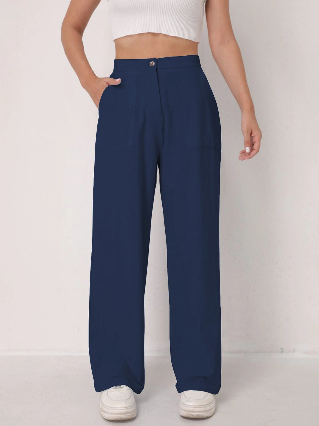 Pantalon Lin Taille Haute Décontracté Femme | MDN Store