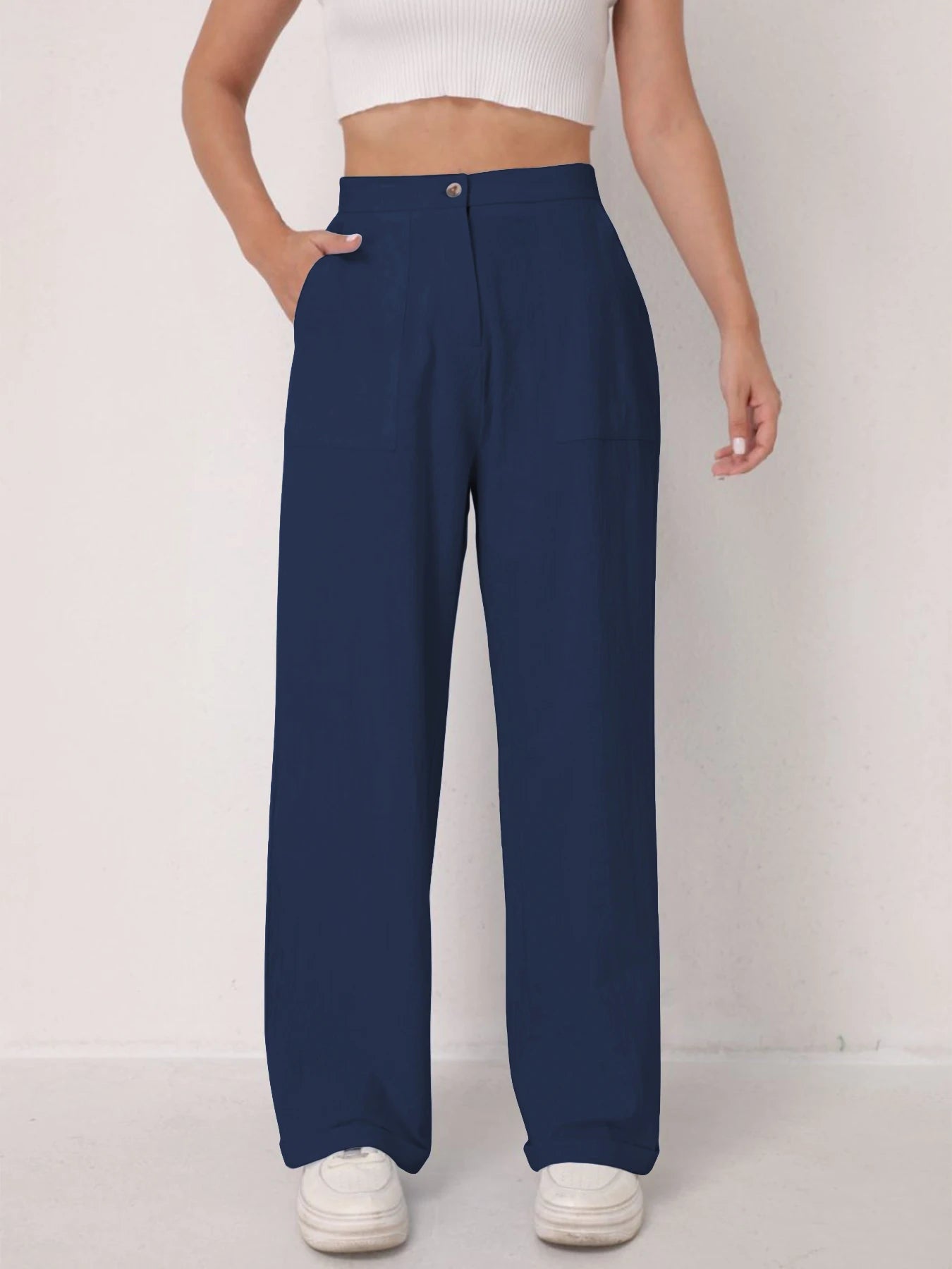 Pantalon Lin Taille Haute Décontracté Femme | MDN Store