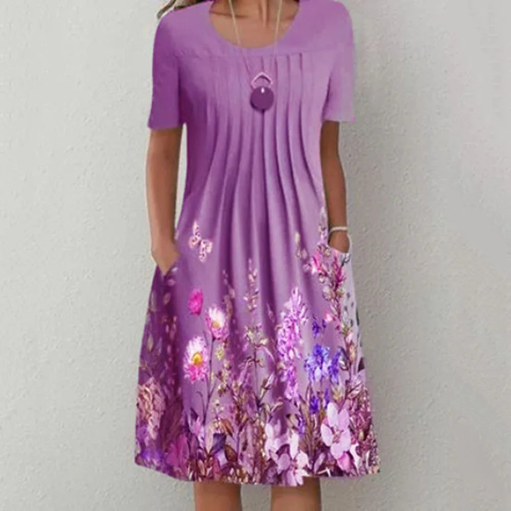 Robe Longue Femme Bohème Fleurie Volants Poches Été | MDN Store