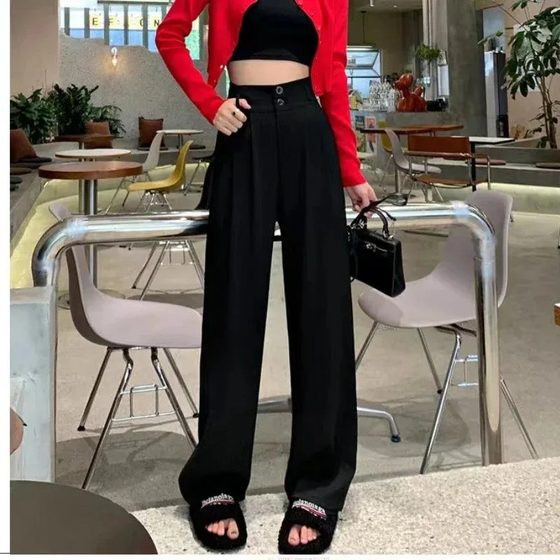 Pantalon Femme Grande Taille Haute Coréen - Baggy Bureau Élégant | MDN Store
