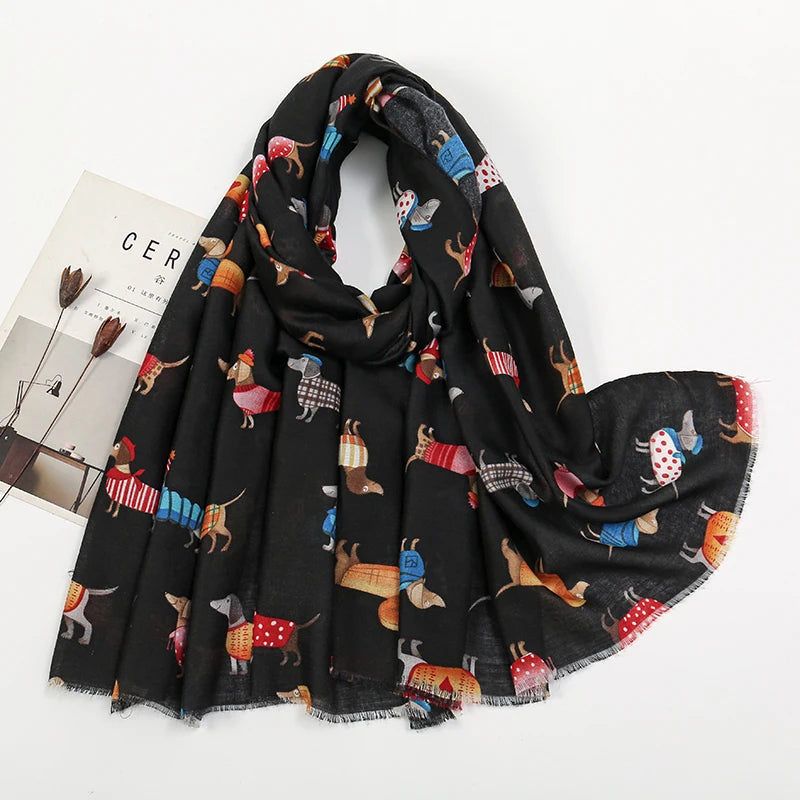 Écharpe Longue Viscose Chat Cartoon Coloré Femme | MDN Store