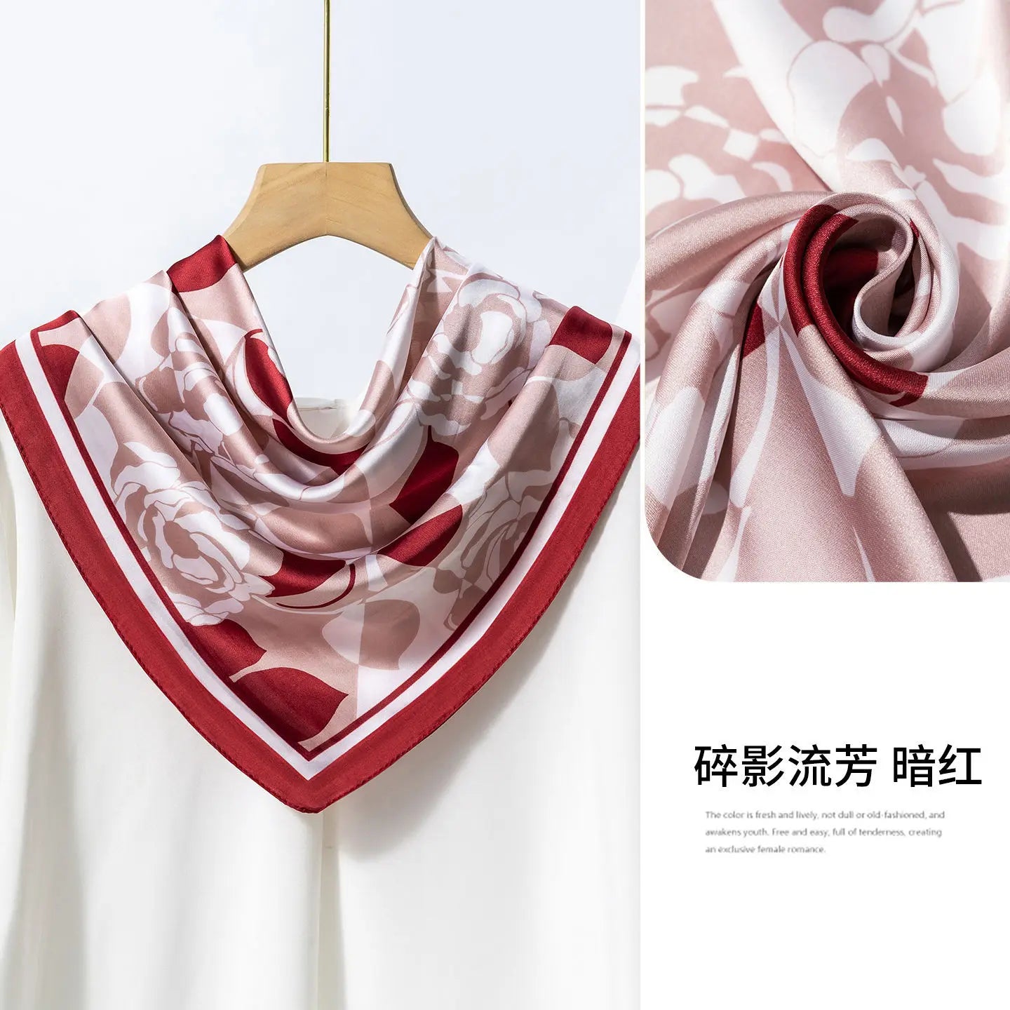 Foulard Carré Soie Satin Floral Violet 70cm Femme | MDN Store