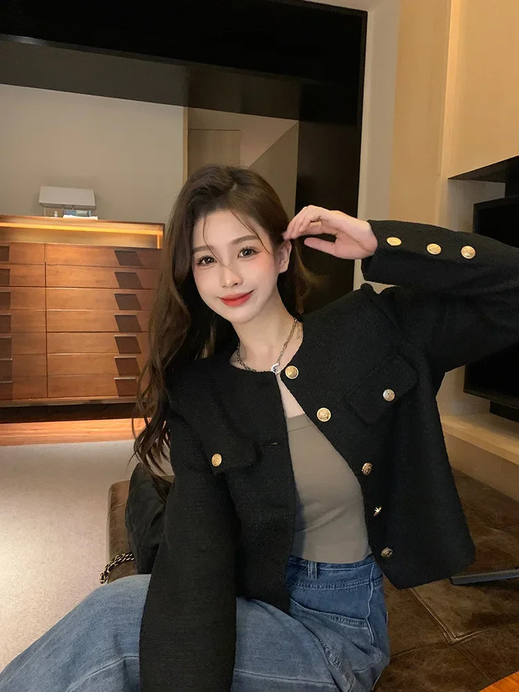 Veste Tweed Courte Élégante Femme Automne-Hiver | MDN