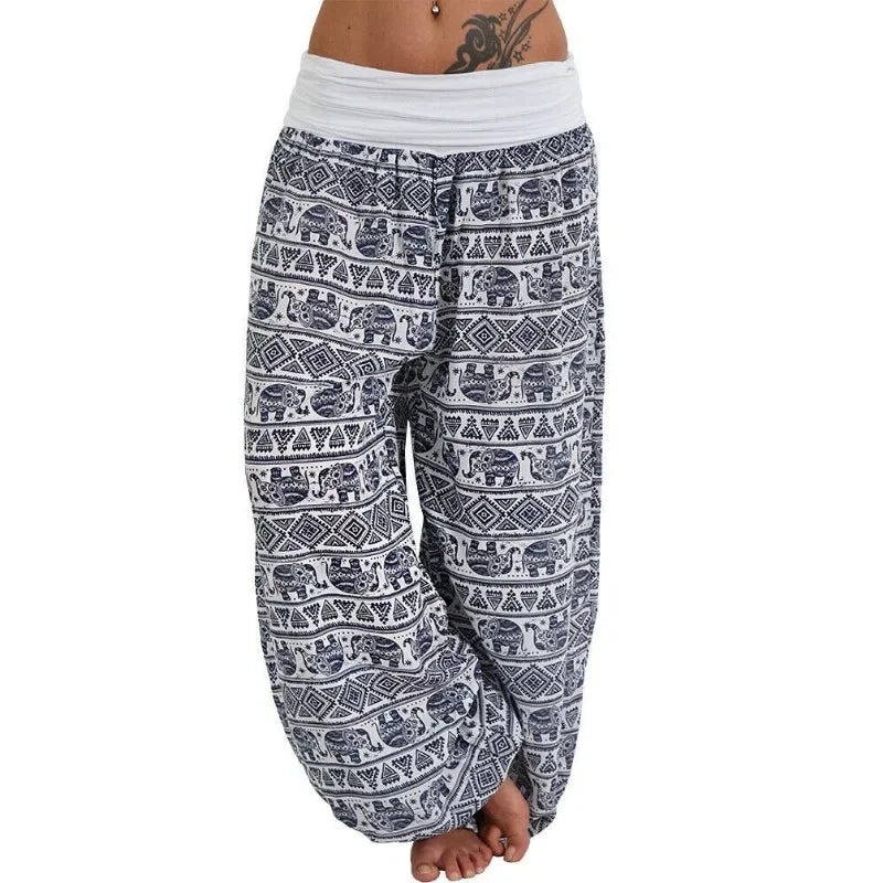 Pantalon Harem Femme Imprimé Géométrique Rouge | MDN Store