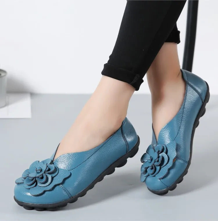 Ballerines Cuir Fleur Élégantes Grande Taille | MDN Store