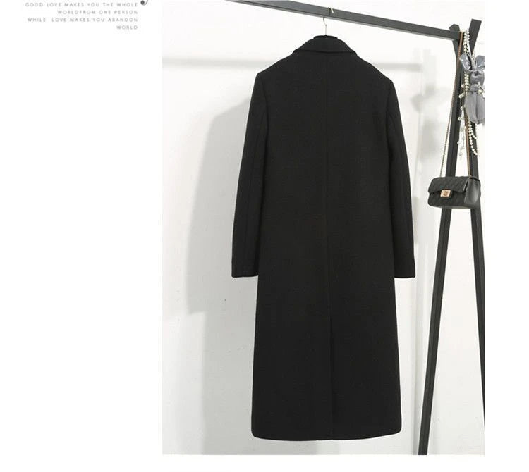 Manteau Laine Femme Double Boutonnage Noir Long – Élégance Intemporelle | MDN Store